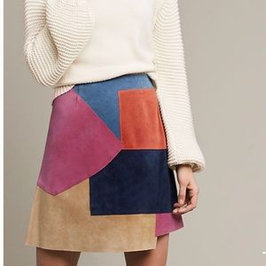 M.I.H ‘Kalle’ patchwork suede mini skirt sz M NWT